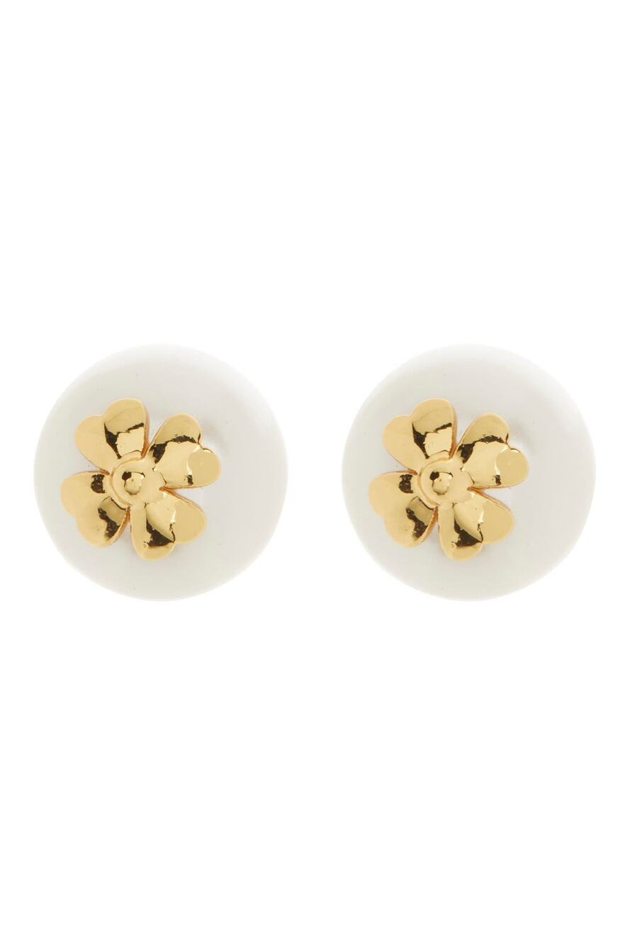 NWT Kate Spade Pearls on Pearls Faux Pearl Flower Stud Earrings Cream Gold Box